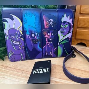 Loungefly Disney Villains Crossbody Bag Purple Ursula Maleficent Evil Queen EUC